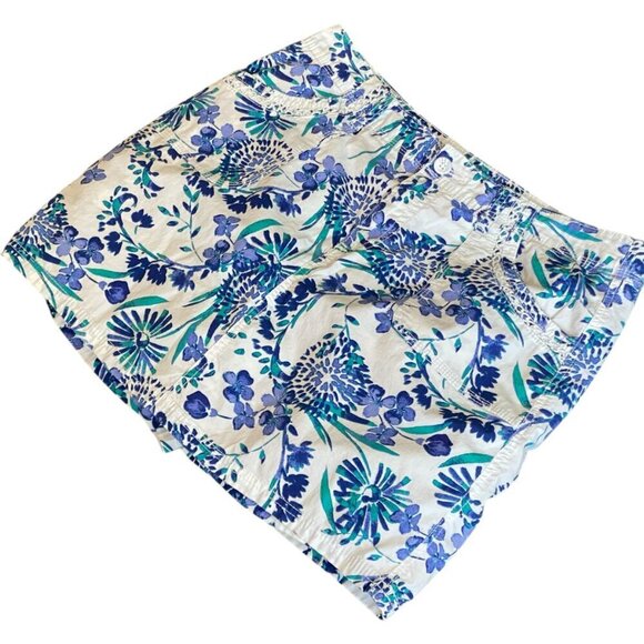 St. John's Bay Floral Skort White Blue, Waist 34-1/2 #276M - Picture 3 of 11
